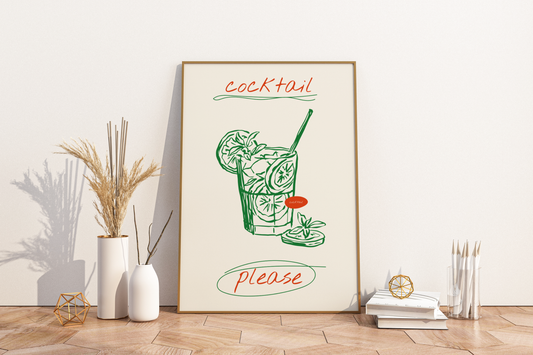 Cocktail Please Illustrated Food Print Poster - Pitchers Design