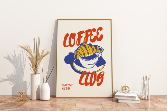 Coffee Club Everyday All Day Illustrated Food Print Poster - Pitchers Design