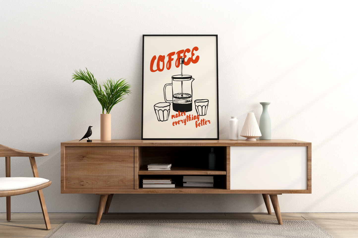 Coffee Makes Everything Better Illustrated Food Print Poster - Pitchers Design