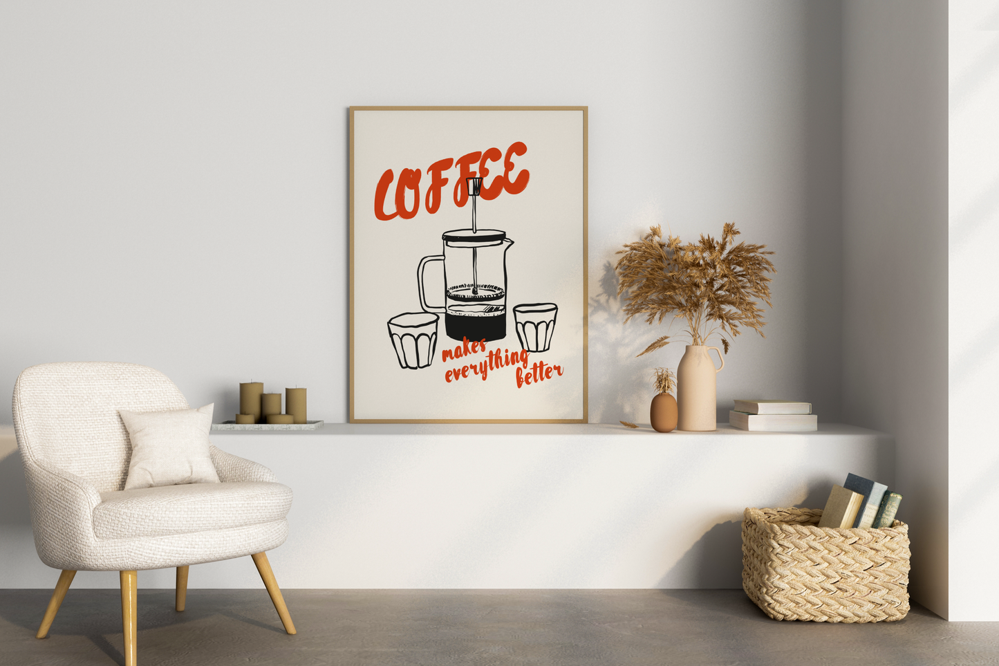 Coffee Makes Everything Better Illustrated Food Print Poster - Pitchers Design