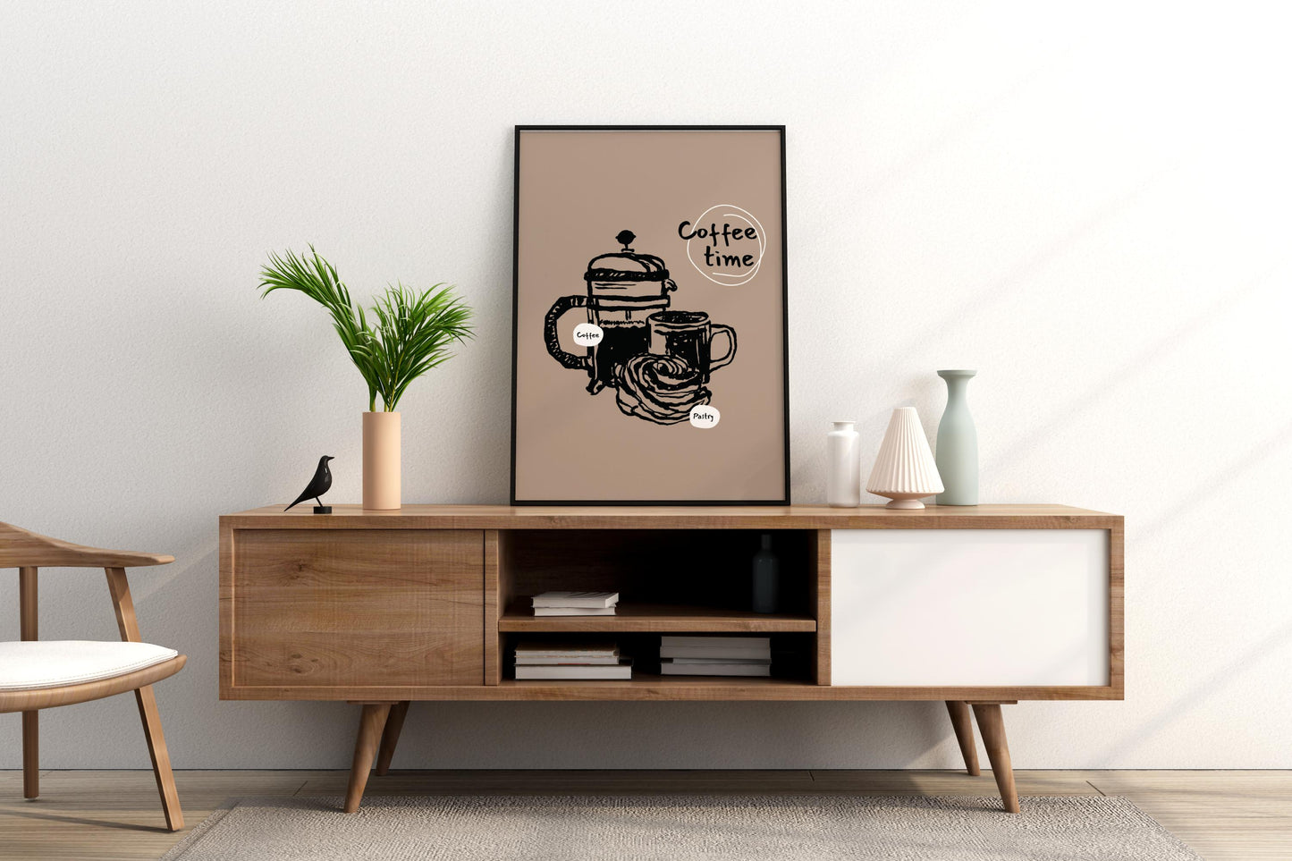 Coffee Time - Coffee and Pastries Illustrated Food Print Poster - Pitchers Design