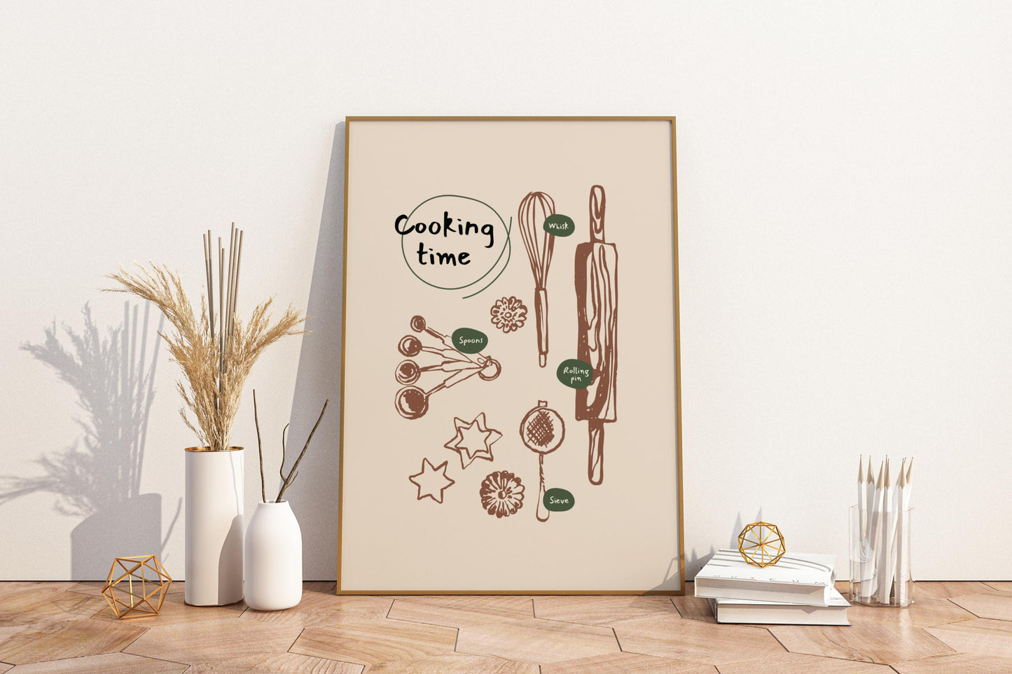 Cooking Time Illustrated Food Print Poster - Pitchers Design