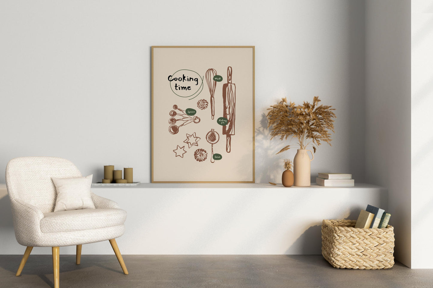 Cooking Time Illustrated Food Print Poster - Pitchers Design