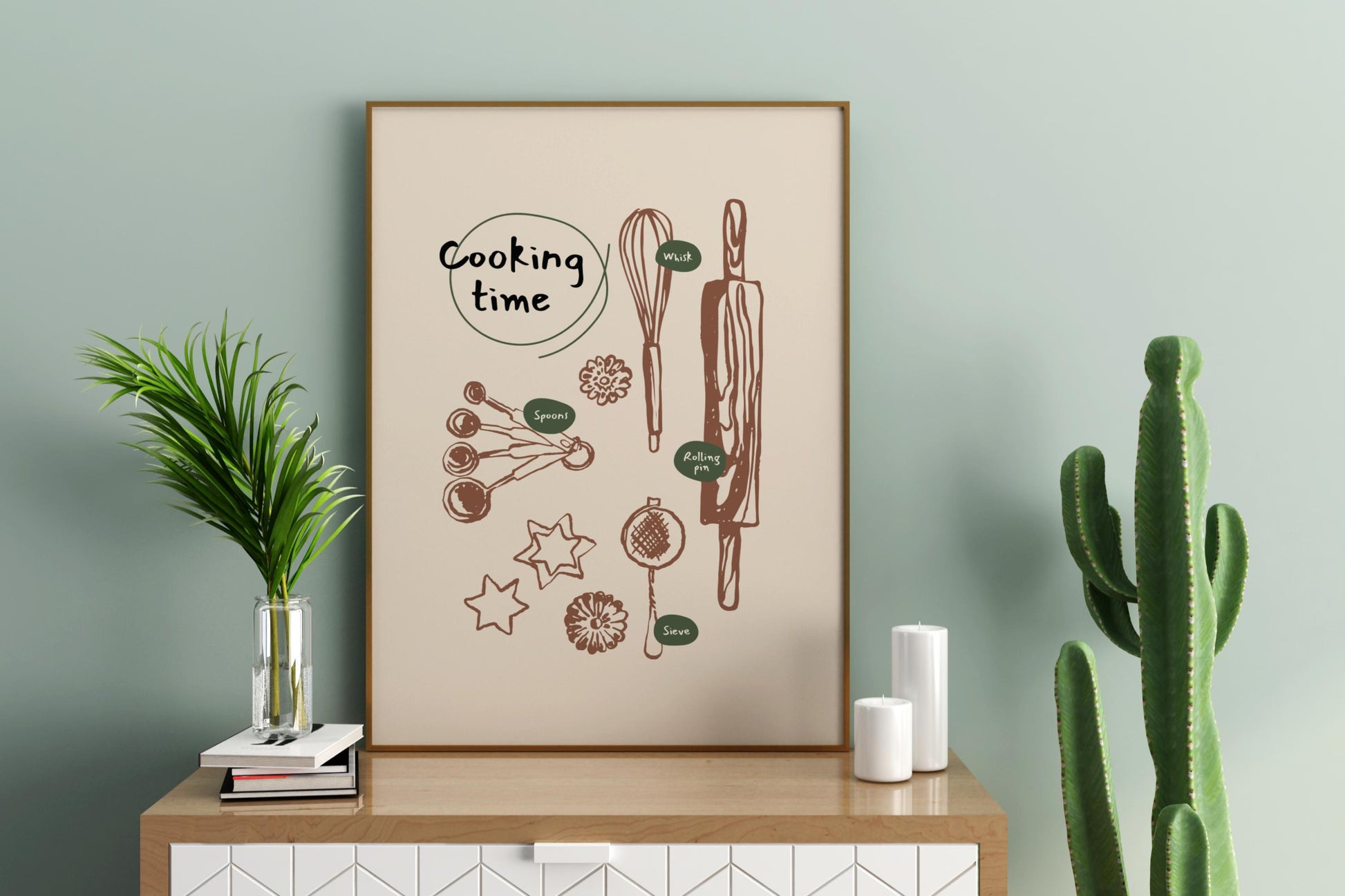 Cooking Time Illustrated Food Print Poster - Pitchers Design