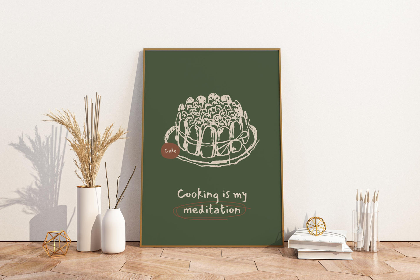 Cooking is my Meditation Illustrated Food Print Poster - Pitchers Design