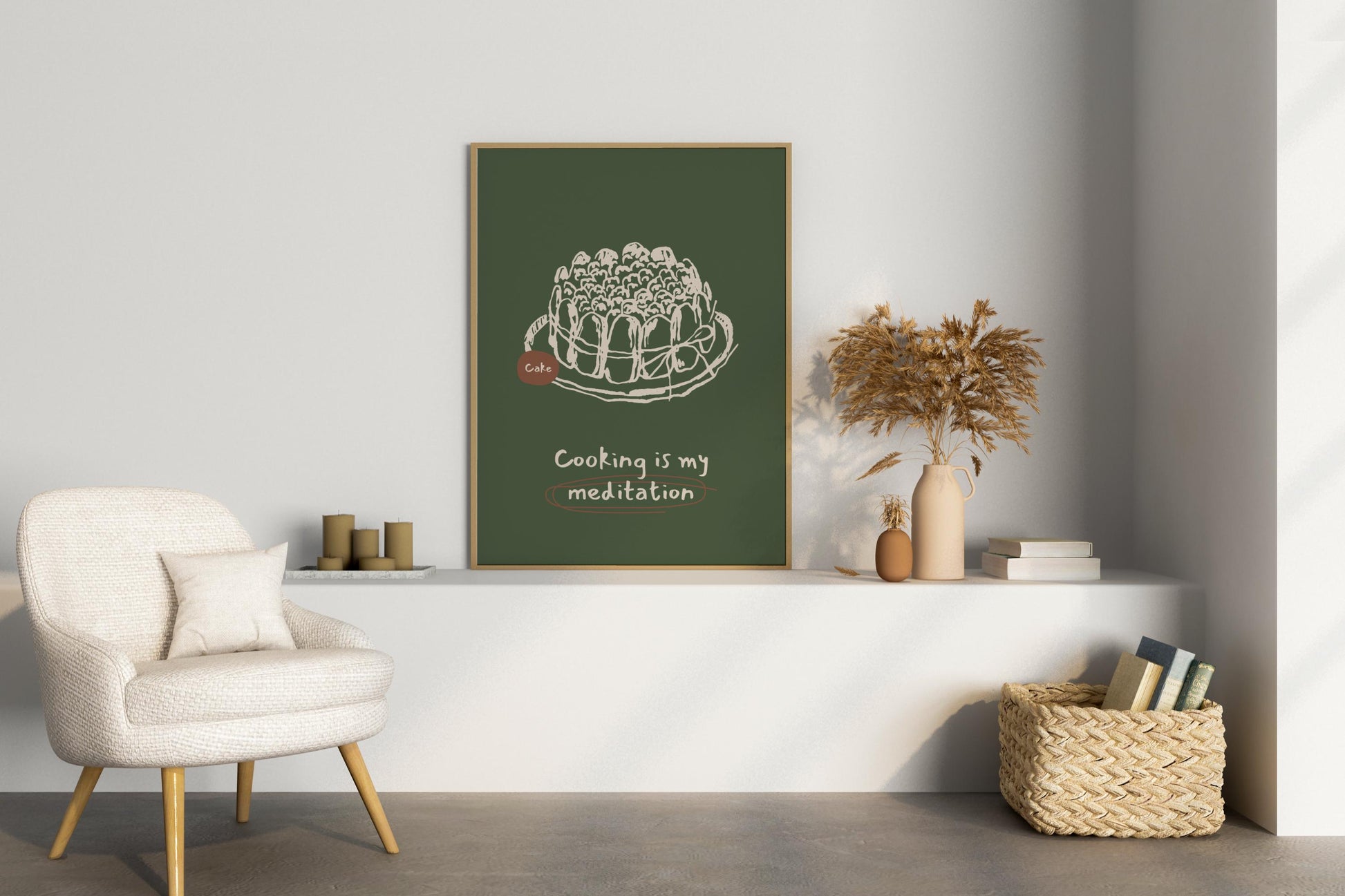 Cooking is my Meditation Illustrated Food Print Poster - Pitchers Design