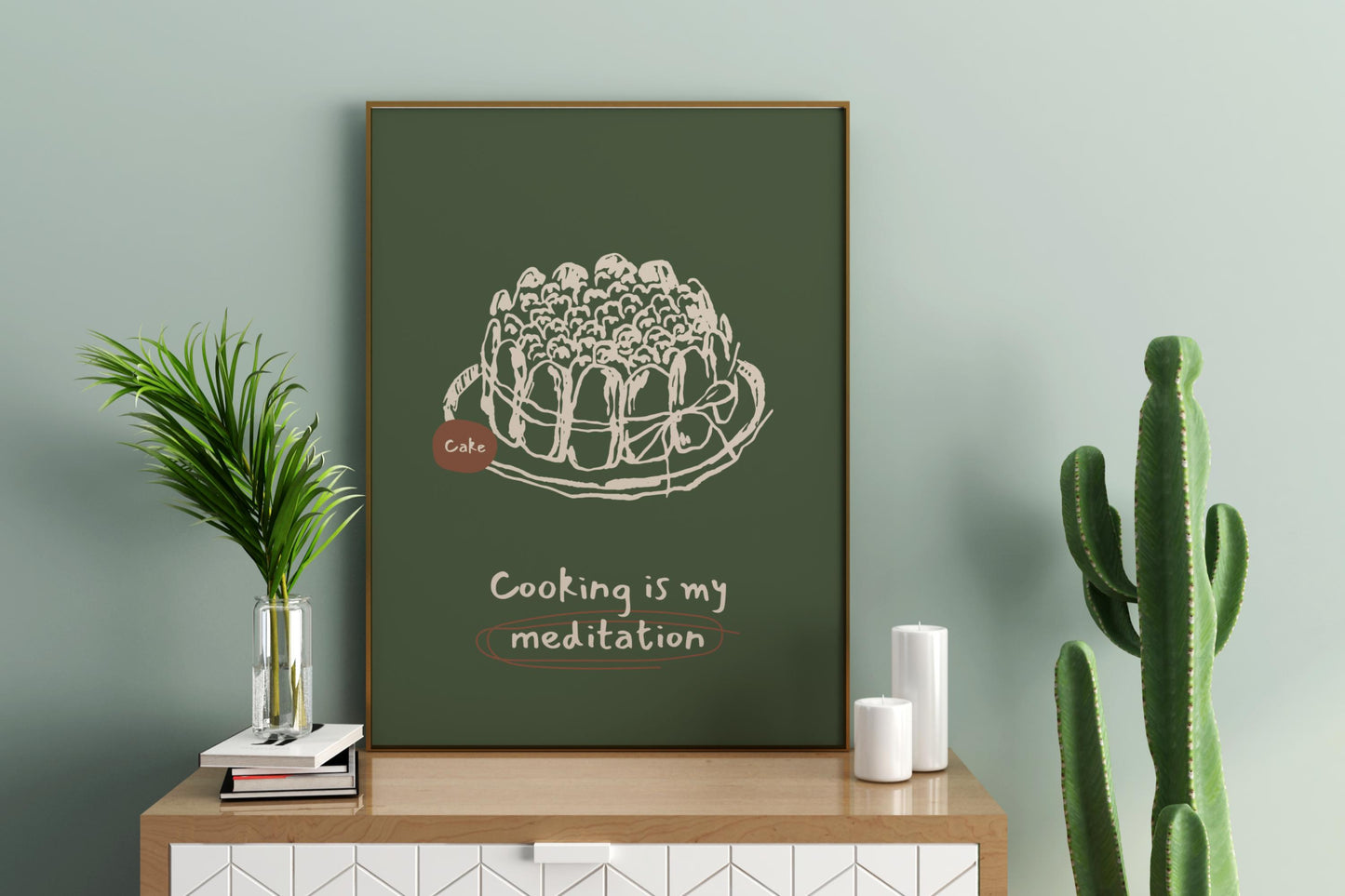 Cooking is my Meditation Illustrated Food Print Poster - Pitchers Design