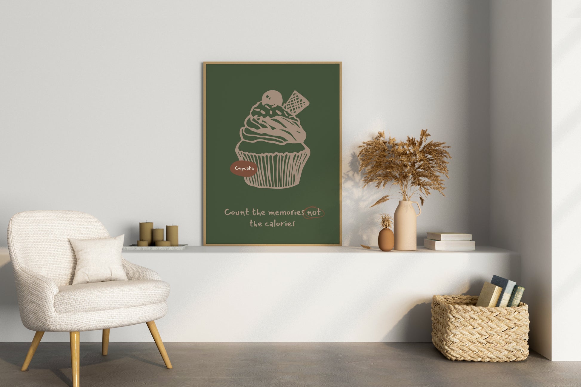 Count the Memories Not the Calories Illustrated Food Print Poster - Pitchers Design