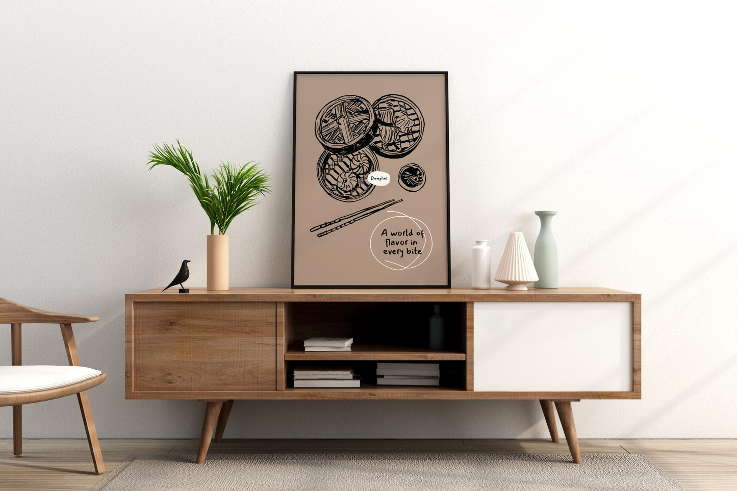 Dim Sum Dumplings Illustrated Food Print Poster - Pitchers Design