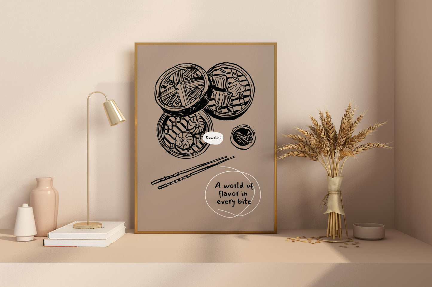 Dim Sum Dumplings Illustrated Food Print Poster - Pitchers Design