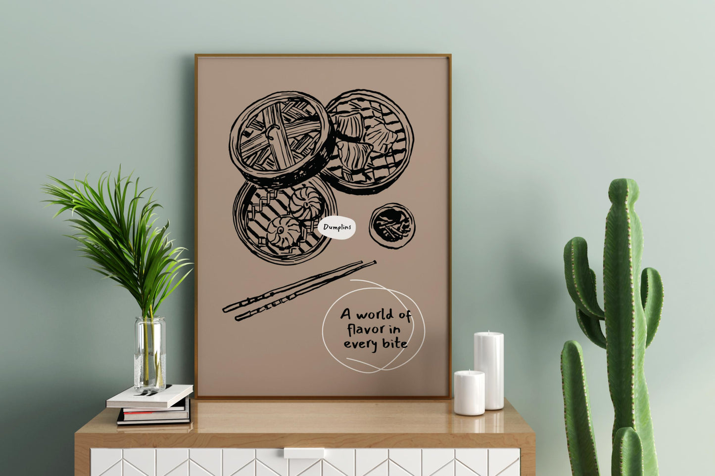 Dim Sum Dumplings Illustrated Food Print Poster - Pitchers Design