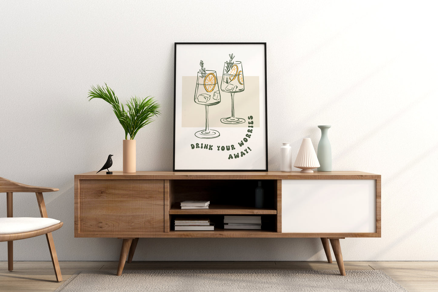 Drink Your Worries Away Illustrated Food Print Poster - Pitchers Design