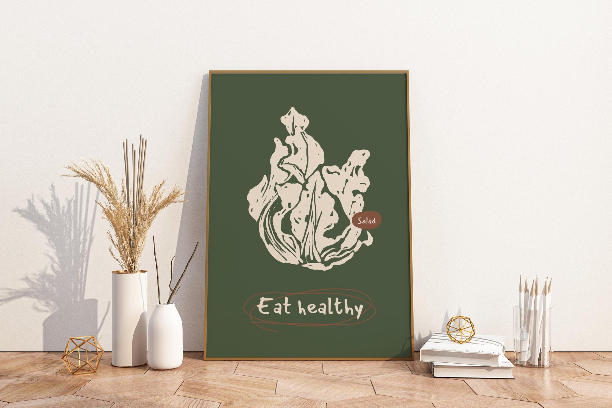 Eat Healthy Salad Illustrated Food Print Poster - Pitchers Design