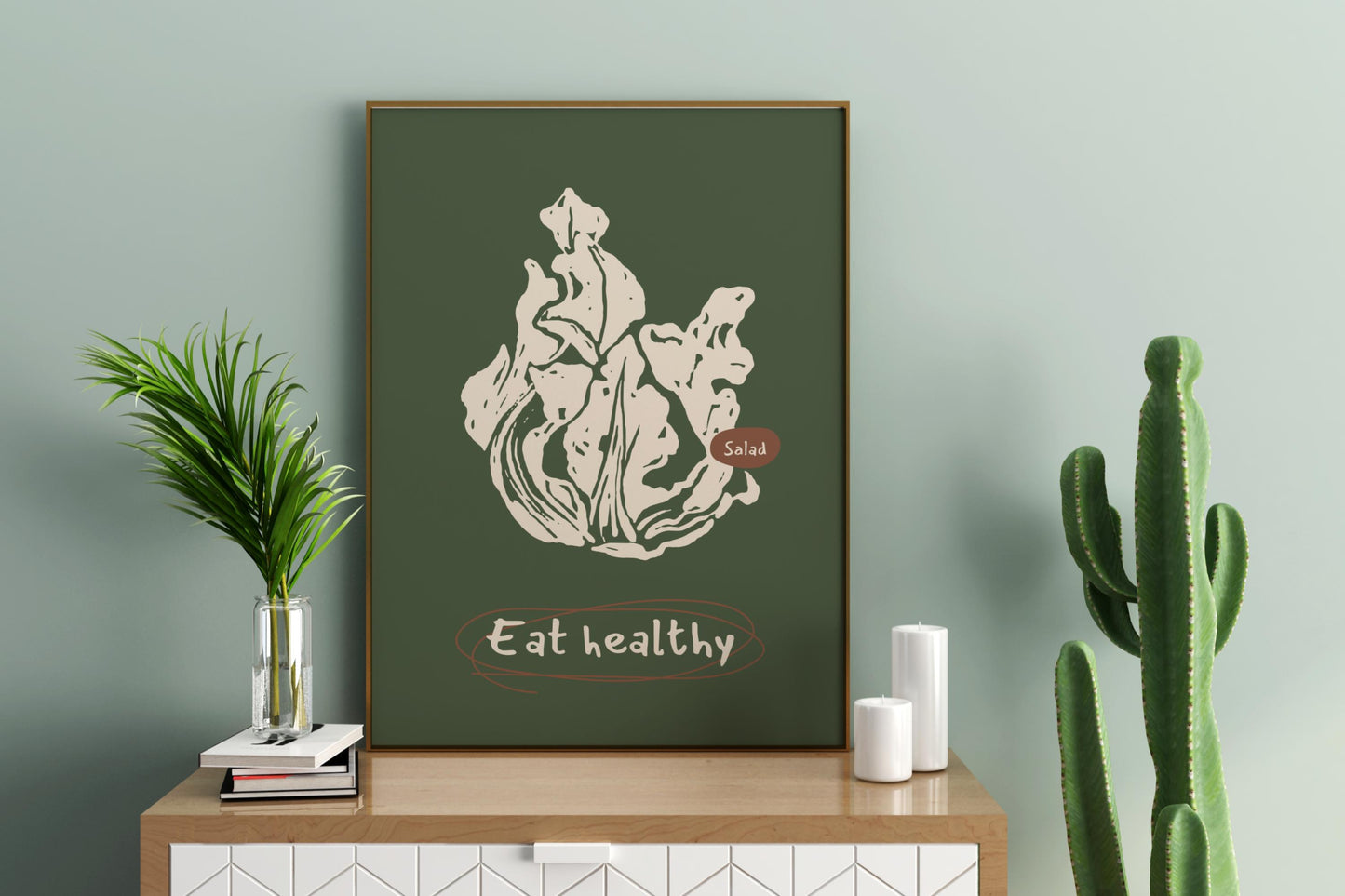 Eat Healthy Salad Illustrated Food Print Poster - Pitchers Design