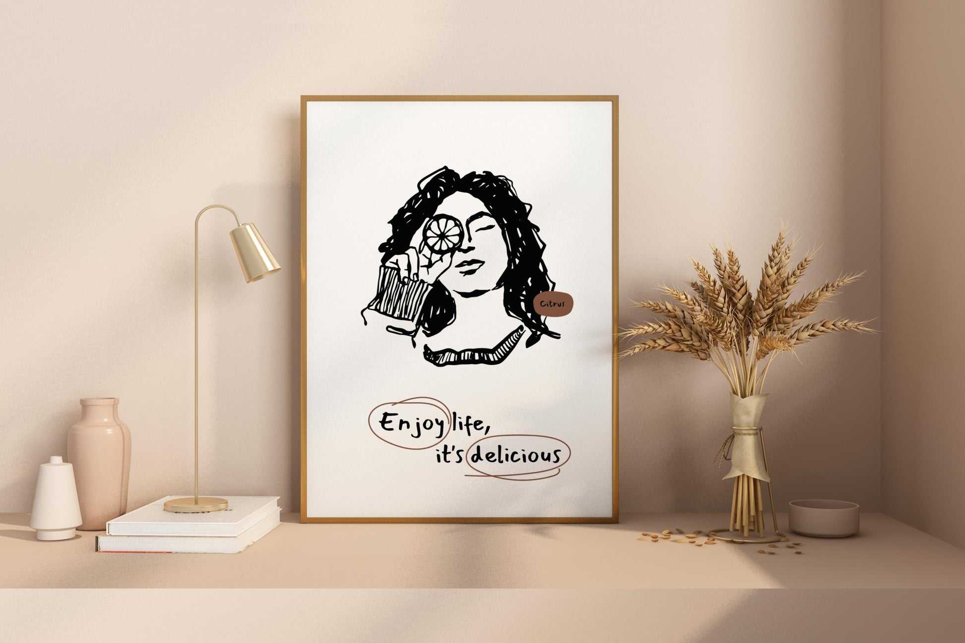 Enjoy Life It's Delicious Illustrated Food Print Poster - Pitchers Design