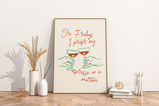 Espresso Martini Pun Illustrated Food Print Poster - Pitchers Design