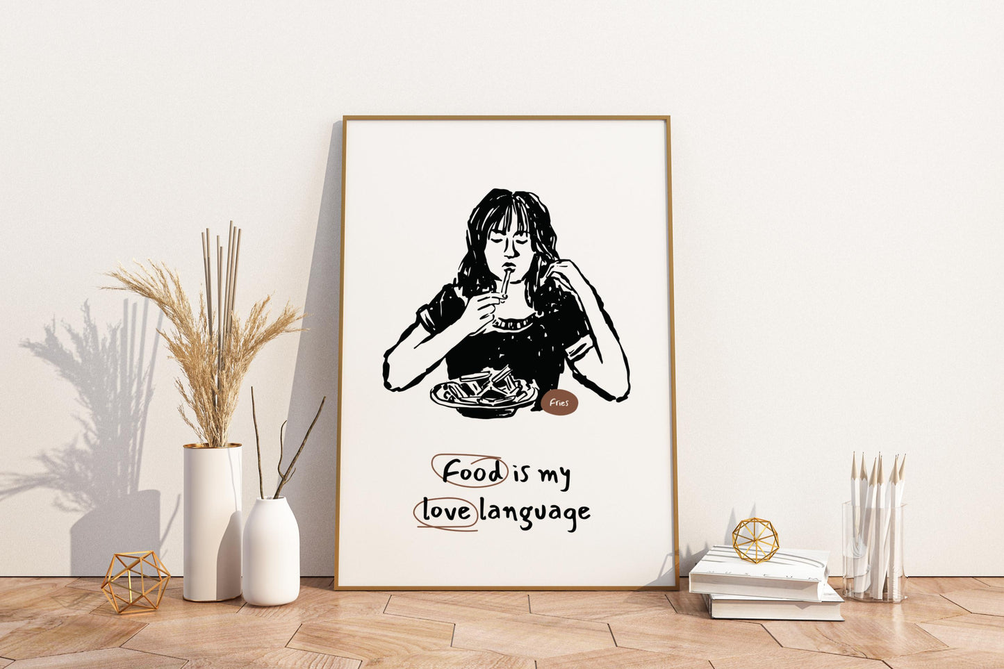 Food is My Love Language Illustrated Food Print Poster - Pitchers Design