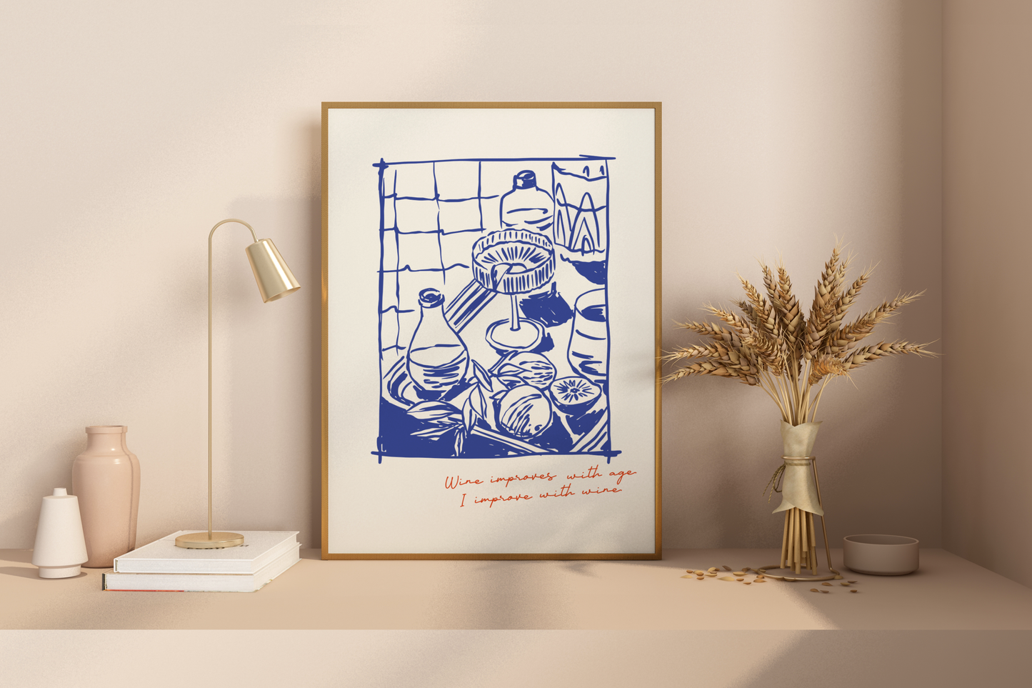 Wine Improves With Age Illustrated Food Print Poster - Pitchers Design