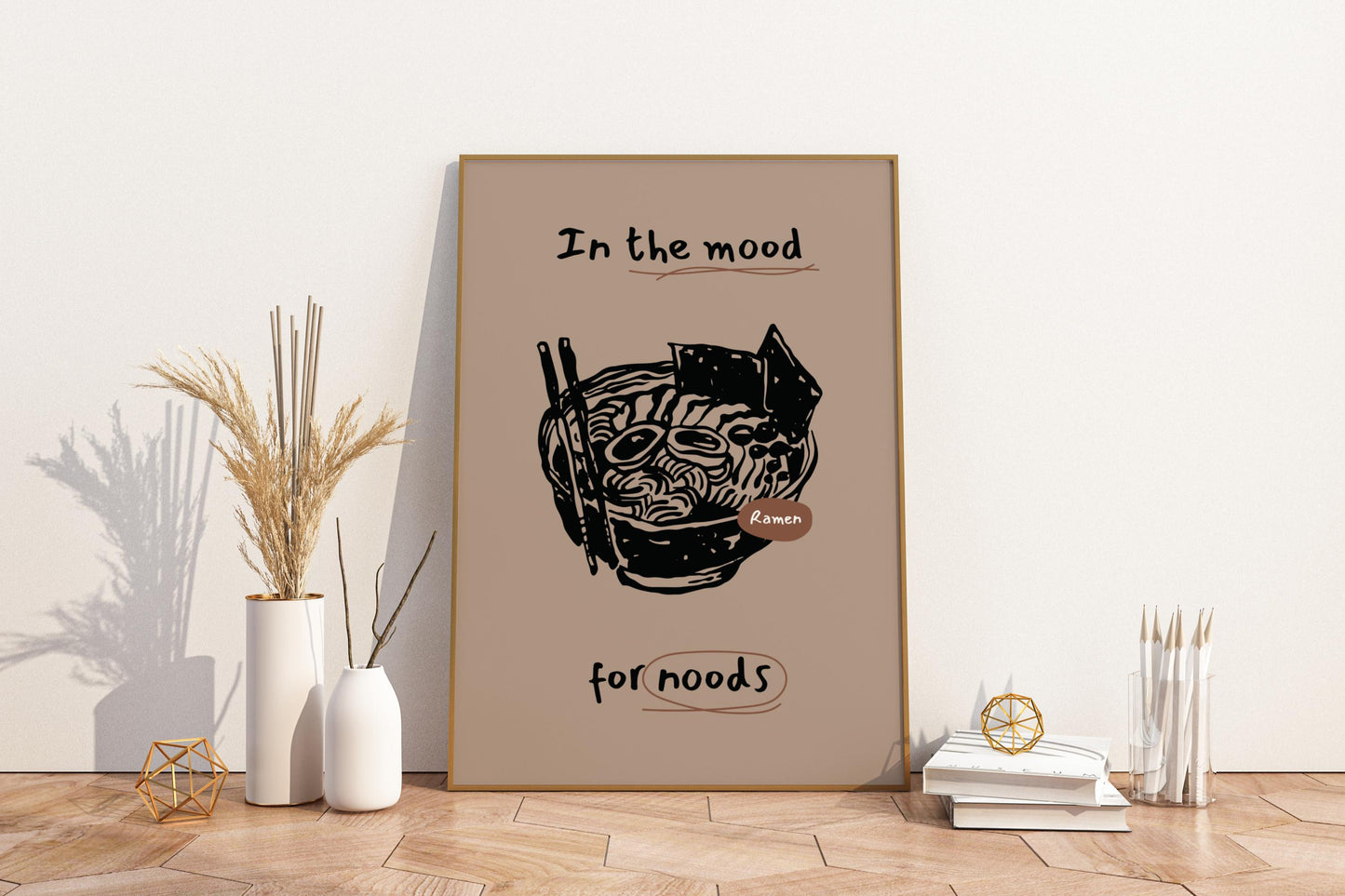 In the Mood for Noods Ramen Illustrated Food Print Poster - Pitchers Design