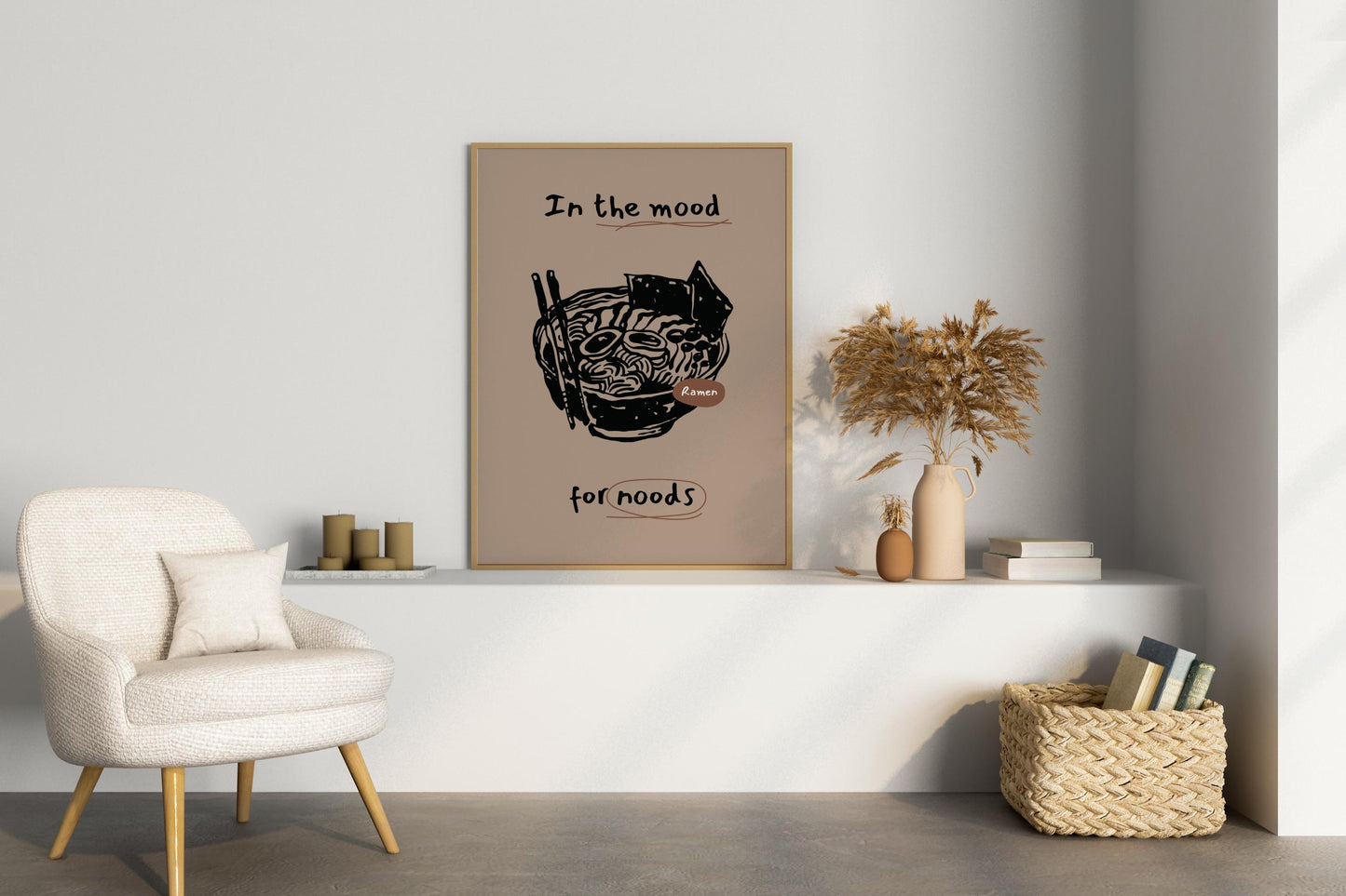 In the Mood for Noods Ramen Illustrated Food Print Poster - Pitchers Design