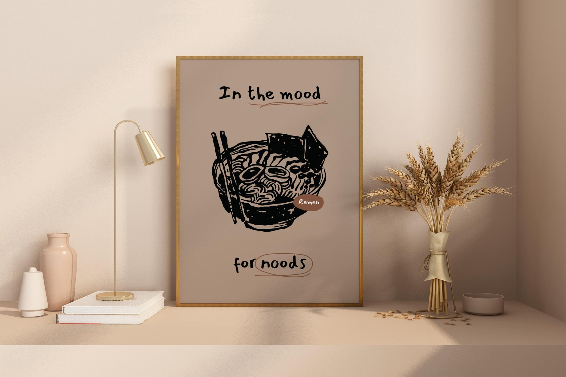 In the Mood for Noods Ramen Illustrated Food Print Poster - Pitchers Design