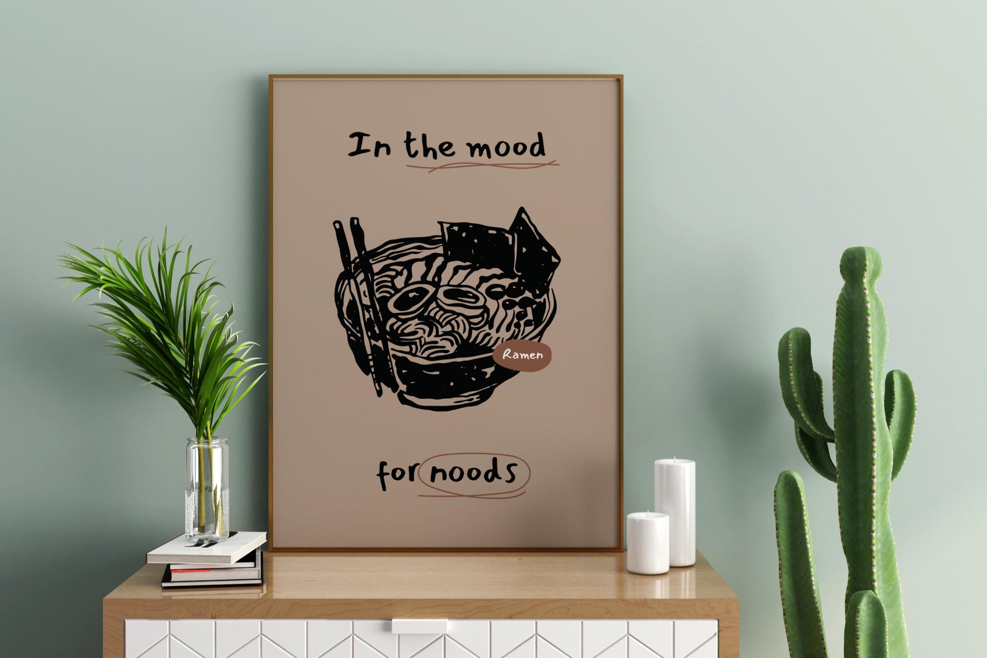 In the Mood for Noods Ramen Illustrated Food Print Poster - Pitchers Design