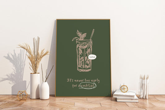 It's Never Too Early for a Cocktail Illustrated Food Print Poster - Pitchers Design