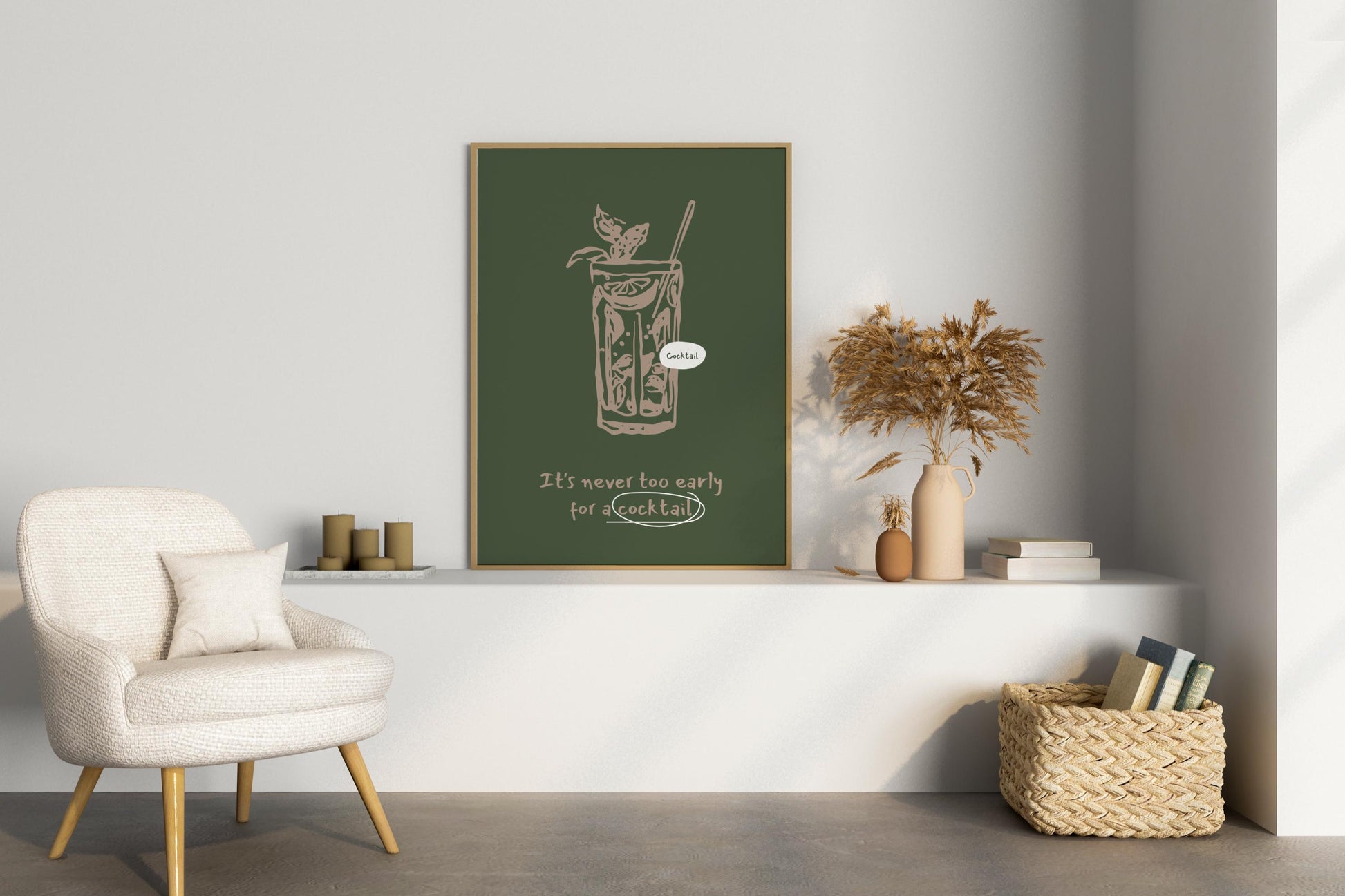 It's Never Too Early for a Cocktail Illustrated Food Print Poster - Pitchers Design