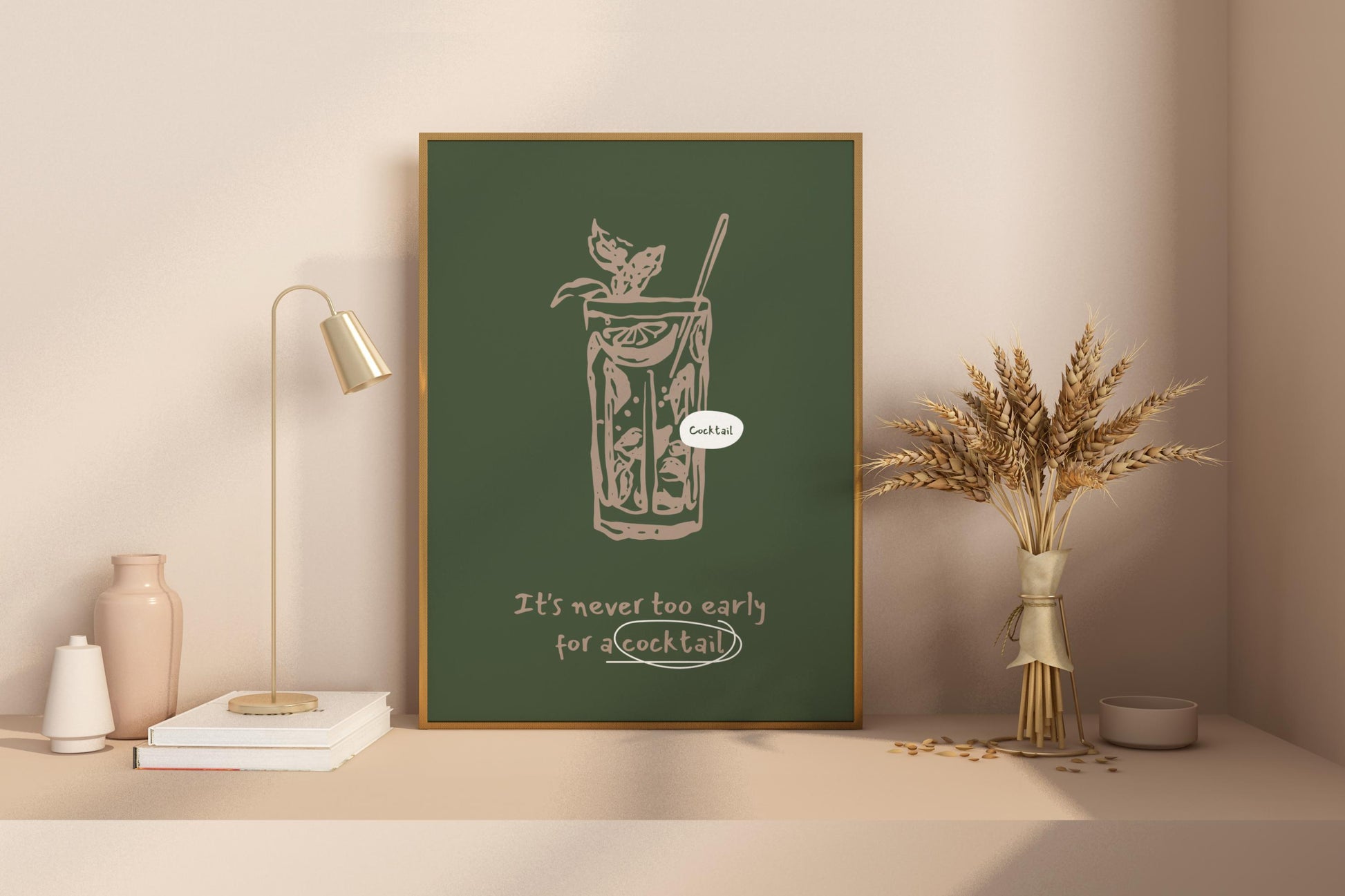 It's Never Too Early for a Cocktail Illustrated Food Print Poster - Pitchers Design