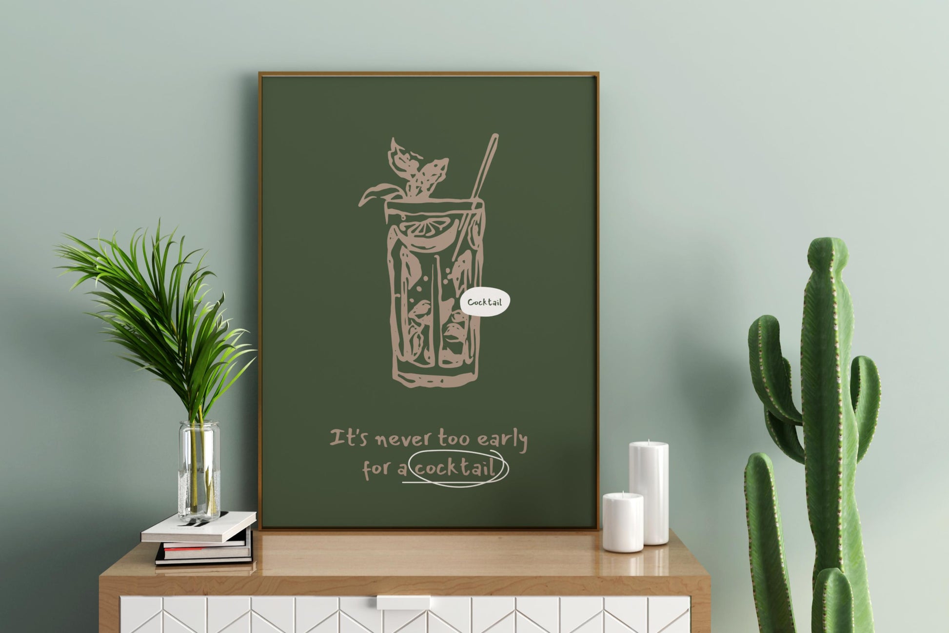 It's Never Too Early for a Cocktail Illustrated Food Print Poster - Pitchers Design