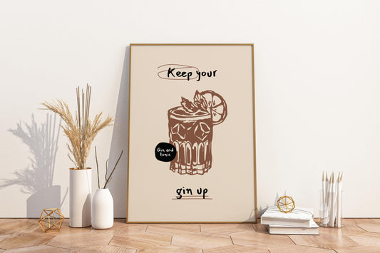 Keep Your Gin Up Illustrated Food Print Poster - Pitchers Design