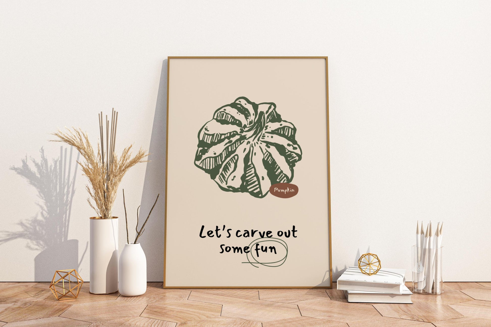 Let's Carve Out Some Fun Pumpkin Illustrated Food Print Poster - Pitchers Design