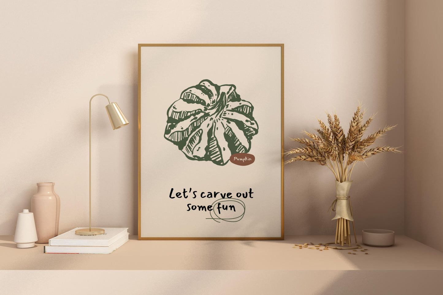 Let's Carve Out Some Fun Pumpkin Illustrated Food Print Poster - Pitchers Design