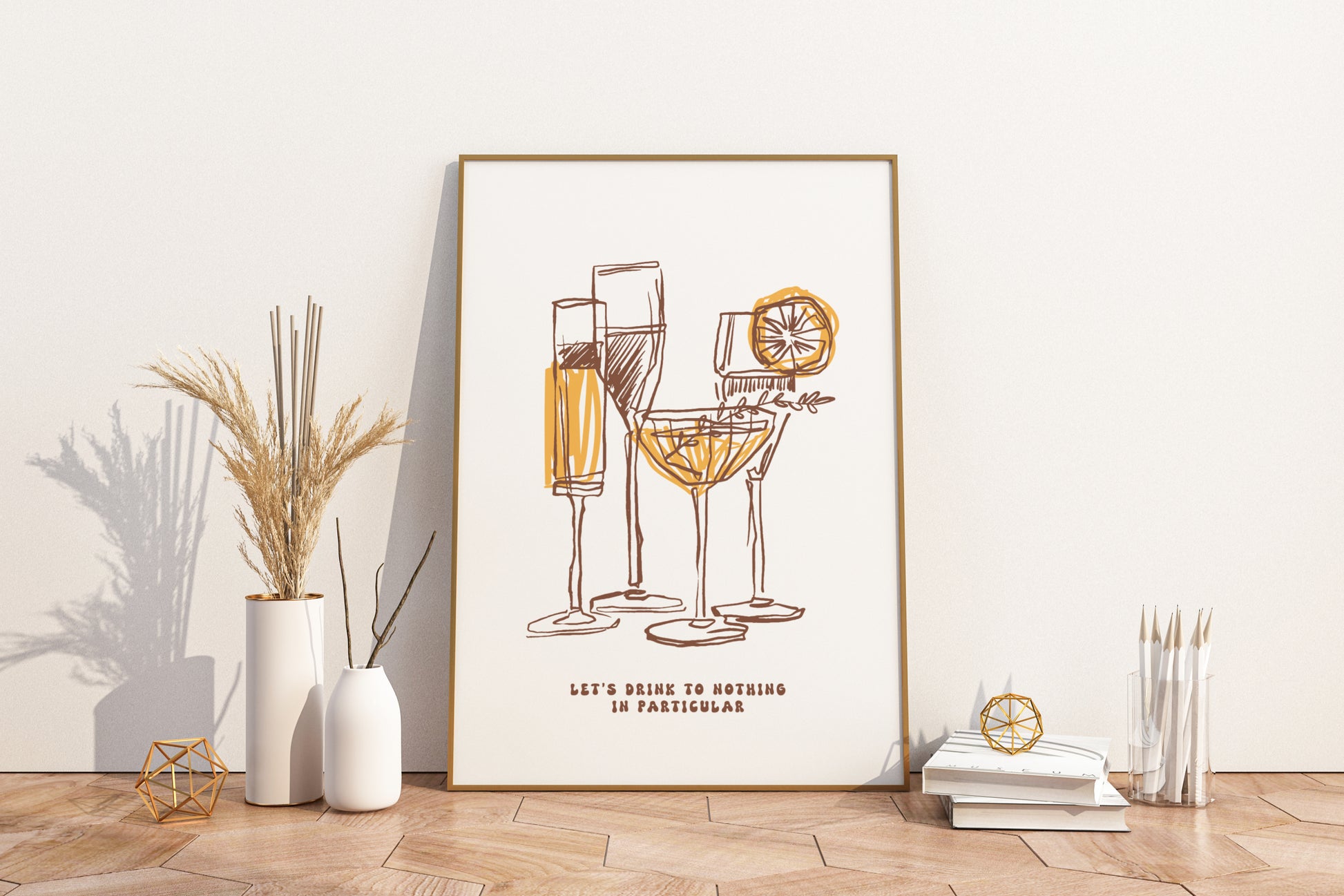 Let's Drink to Nothing in Particular Illustrated Food Print Poster - Pitchers Design