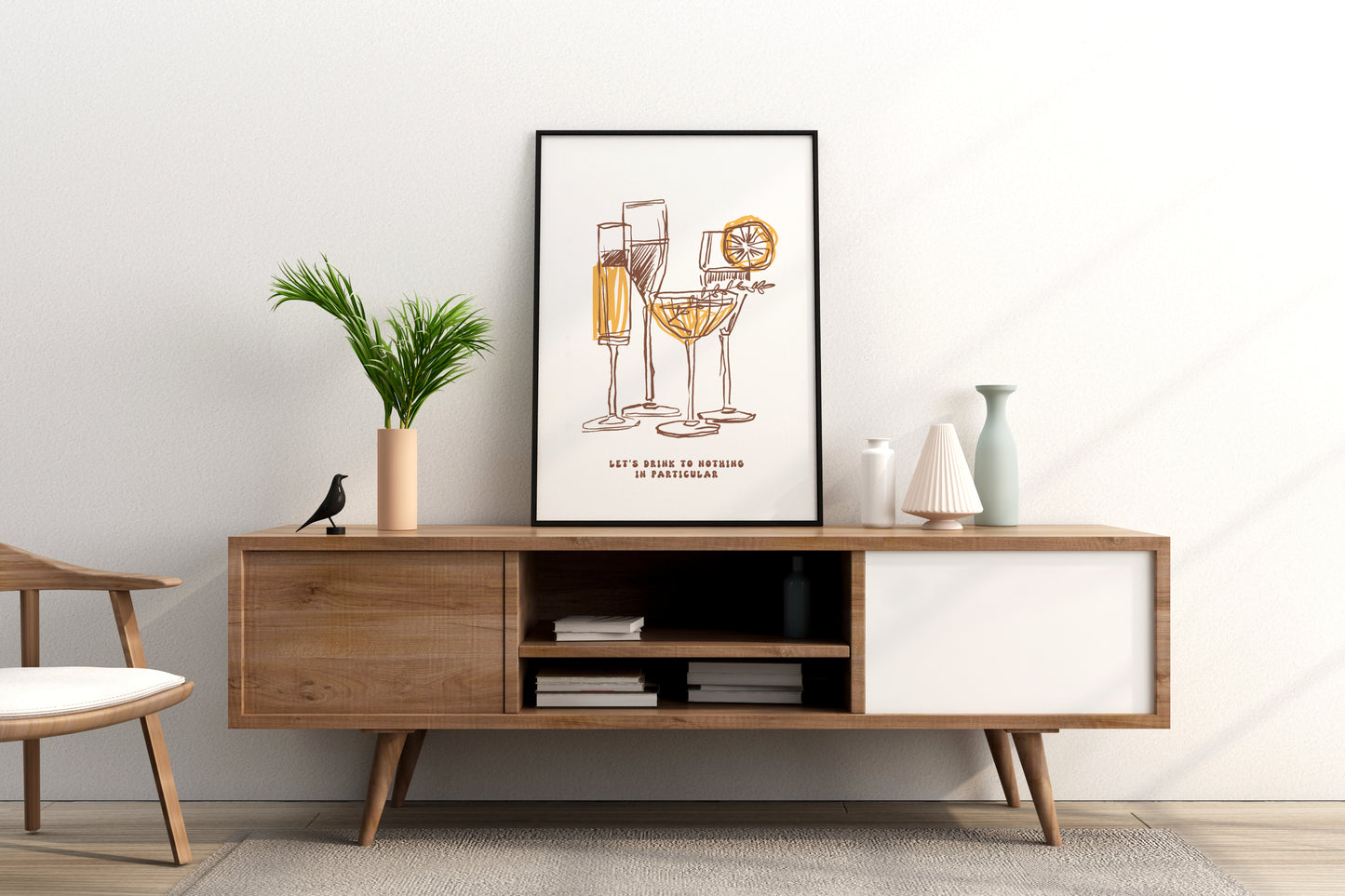 Let's Drink to Nothing in Particular Illustrated Food Print Poster - Pitchers Design