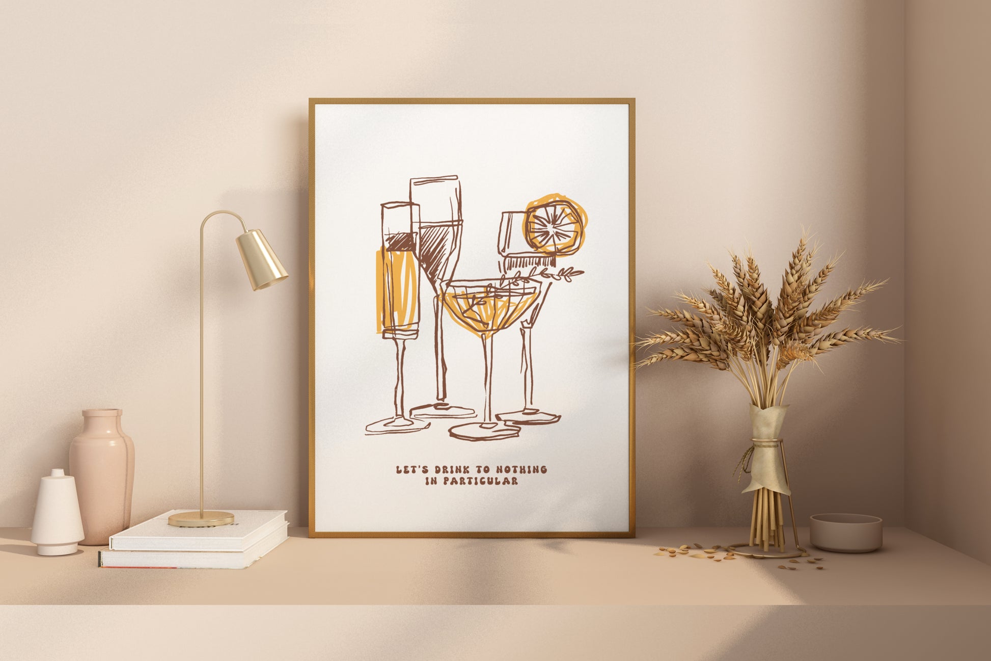 Let's Drink to Nothing in Particular Illustrated Food Print Poster - Pitchers Design