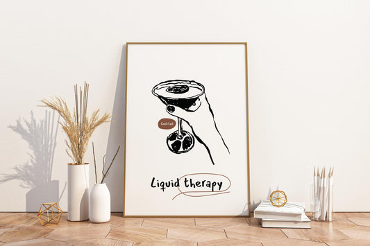 Liquid Therapy - Cocktail Illustrated Food Print Poster - Pitchers Design