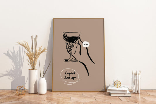 Liquid Therapy - Wine Illustrated Food Print Poster - Pitchers Design