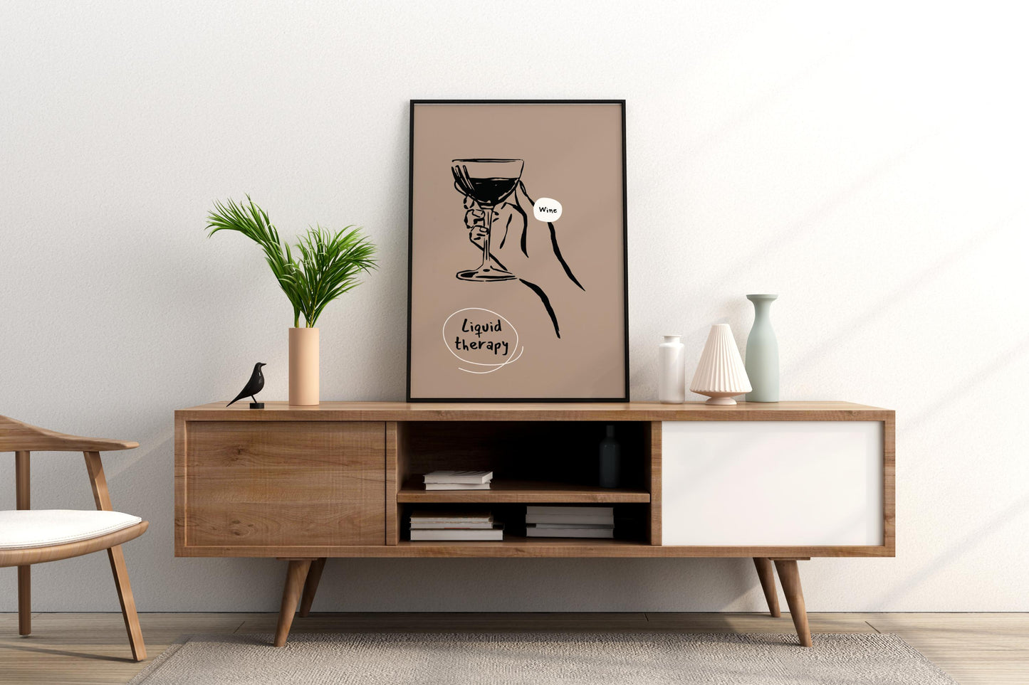 Liquid Therapy - Wine Illustrated Food Print Poster - Pitchers Design