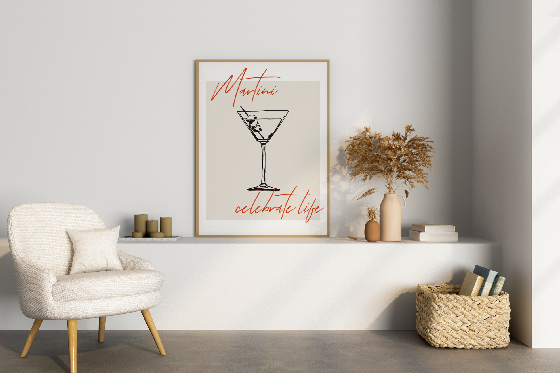 Martini Celebrate Life Illustrated Food Print Poster - Pitchers Design