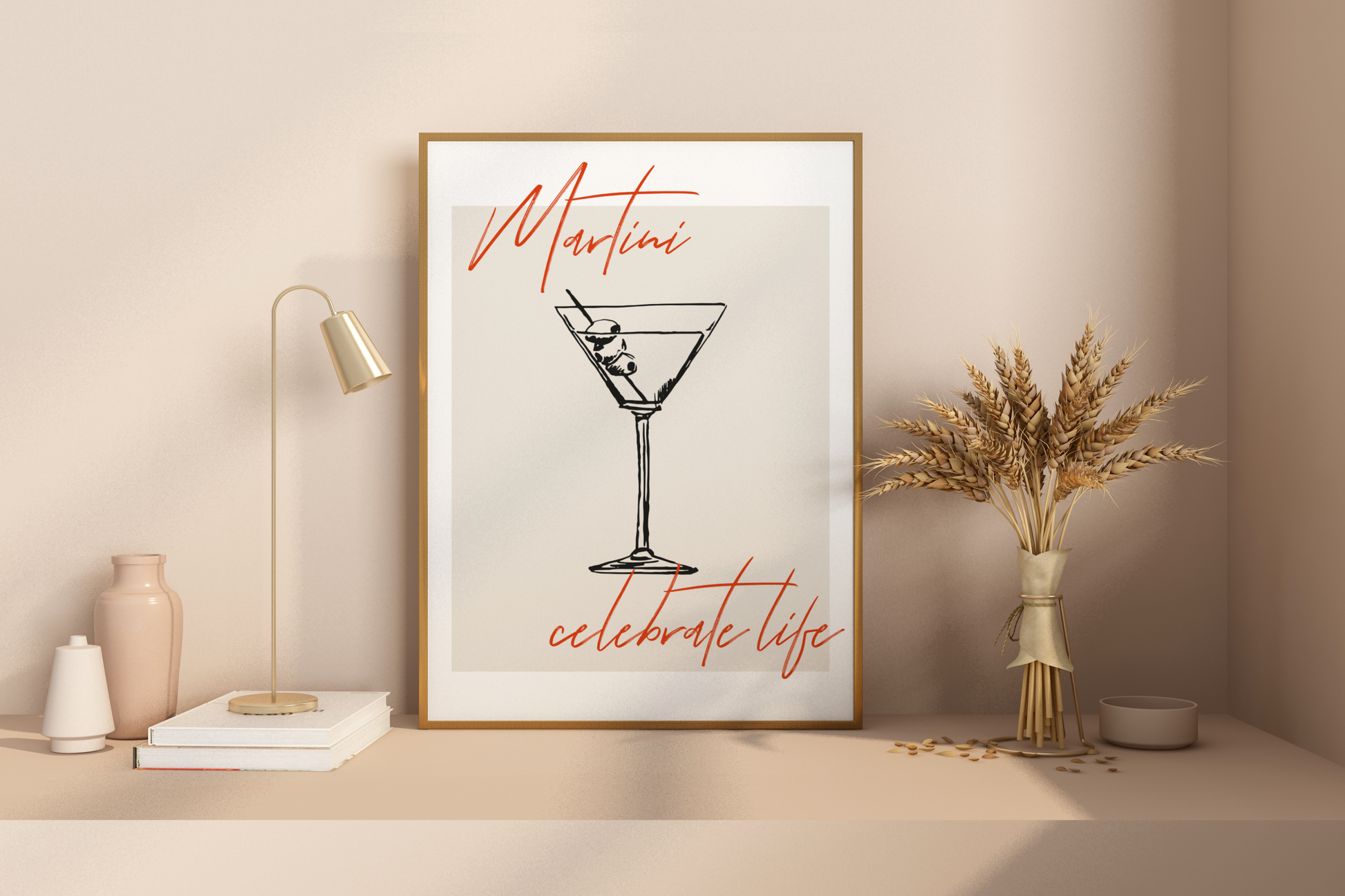 Martini Celebrate Life Illustrated Food Print Poster - Pitchers Design