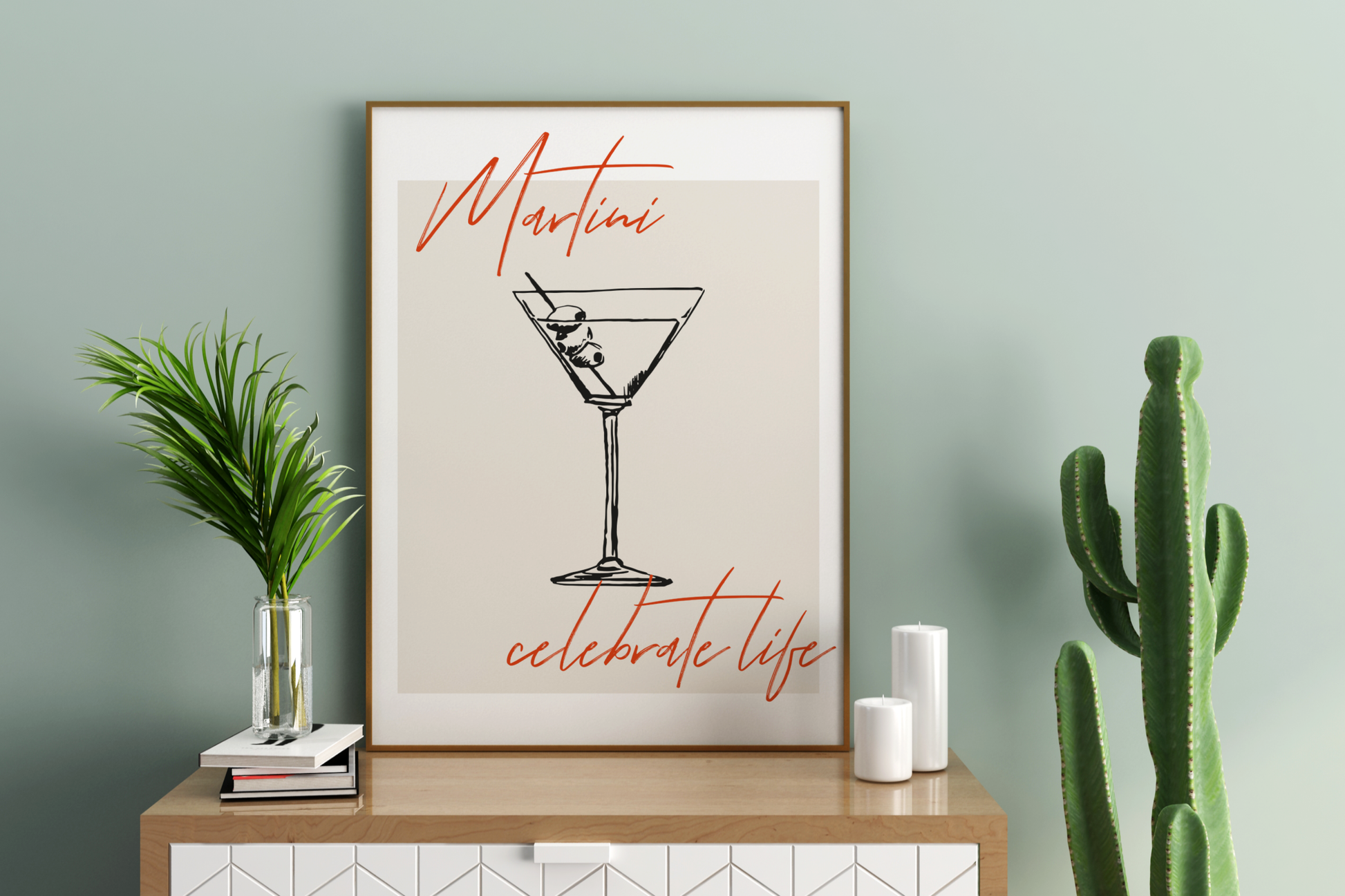 Martini Celebrate Life Illustrated Food Print Poster - Pitchers Design