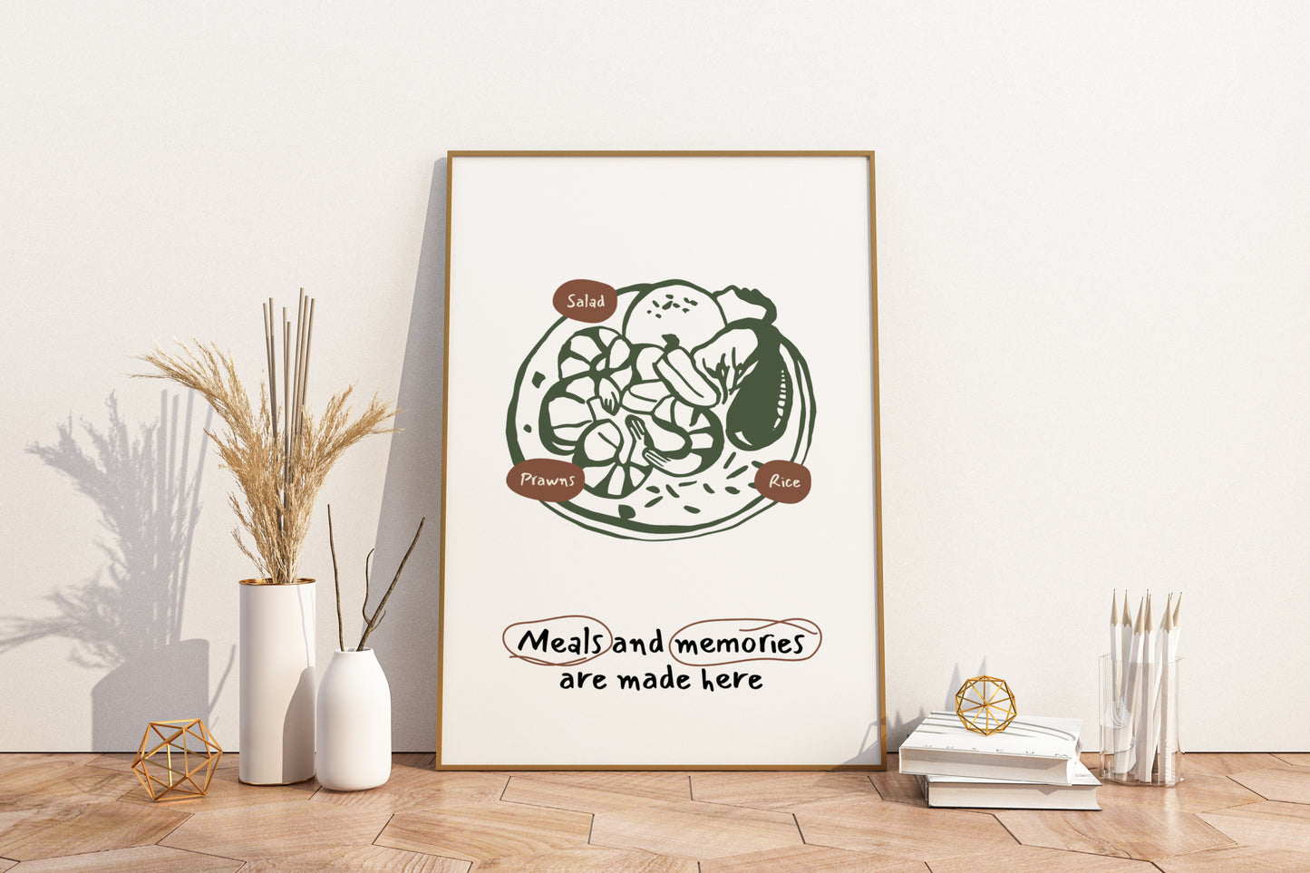 Meals and Memories Are Made Here Illustrated Food Print Poster - Pitchers Design