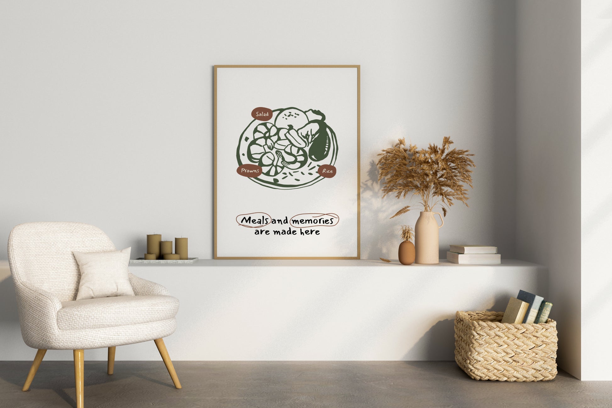 Meals and Memories Are Made Here Illustrated Food Print Poster - Pitchers Design