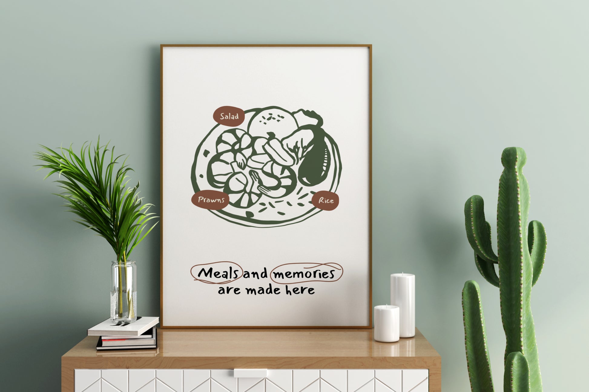 Meals and Memories Are Made Here Illustrated Food Print Poster - Pitchers Design