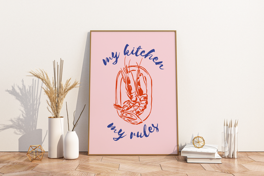 My Kitchen My Rules Lobster Illustrated Food Print Poster - Pitchers Design