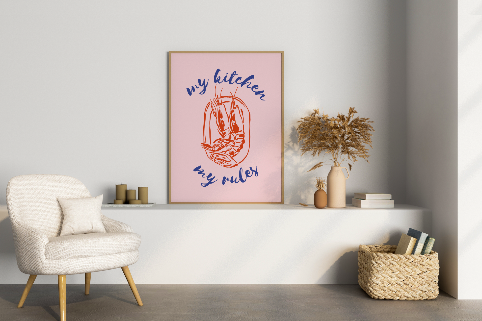 My Kitchen My Rules Lobster Illustrated Food Print Poster - Pitchers Design