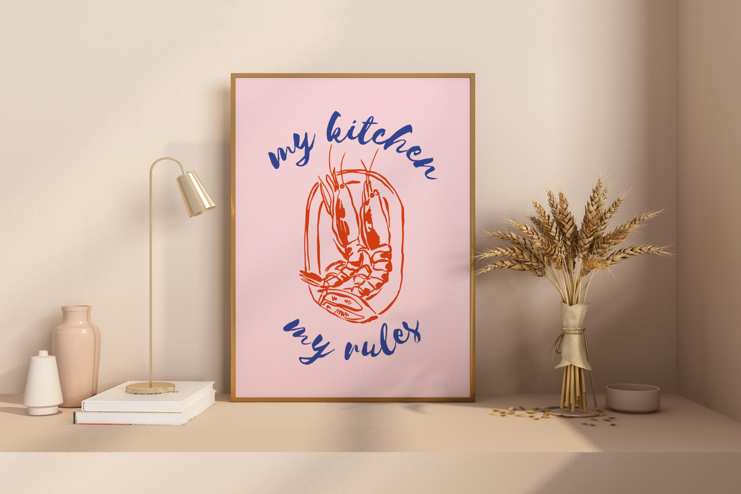 My Kitchen My Rules Lobster Illustrated Food Print Poster - Pitchers Design