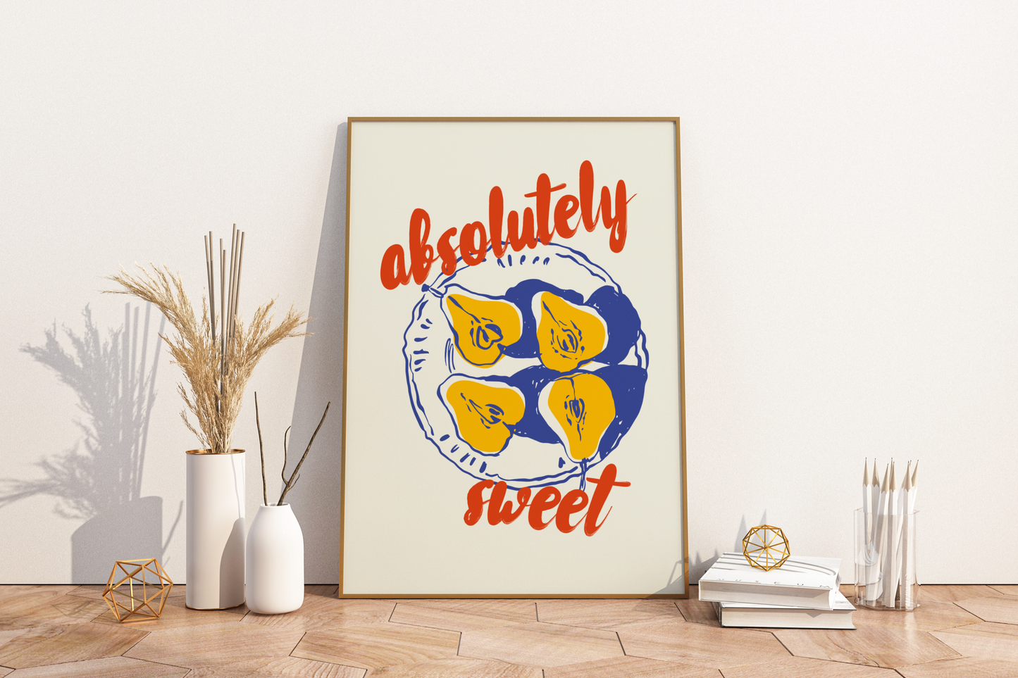 Absolutely Sweet Pears Illustrated Food Print Poster - Pitchers Design