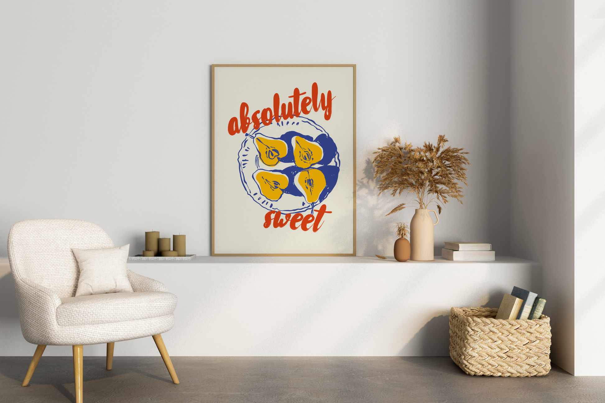 Absolutely Sweet Pears Illustrated Food Print Poster - Pitchers Design